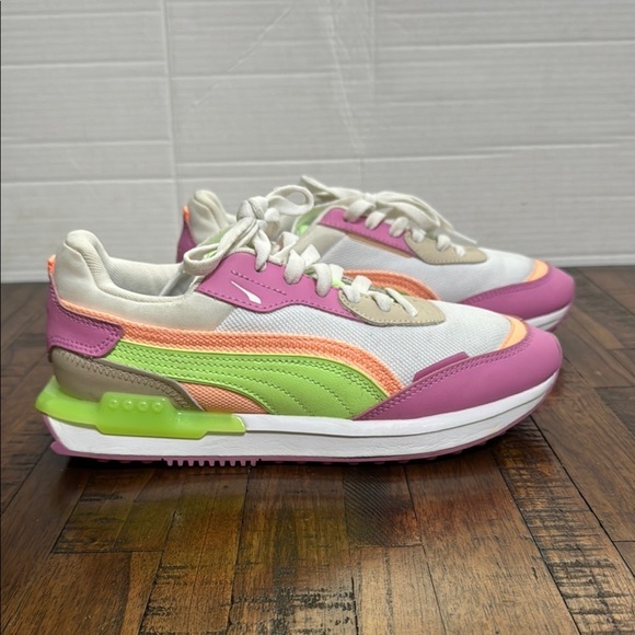 Puma The City Rider Sneakers Multicolor Women's pink green orange white size 8 - Picture 13 of 13